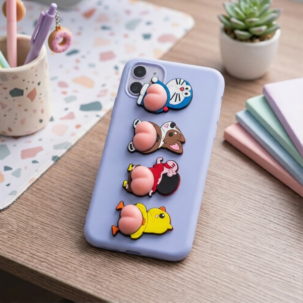 Cute Butt Stickers – Silicone Anti-Collision Protector for Car, Door & Gadgets (Pick Any 4 Pack)