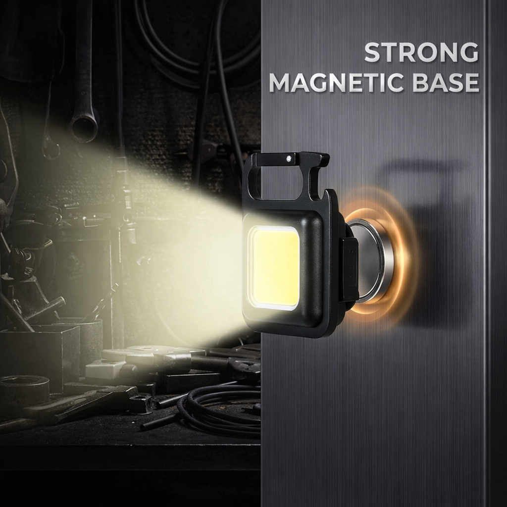 Mini COB Keychain Light – Rechargeable Magnetic Pocket Flashlight with Bottle Opener