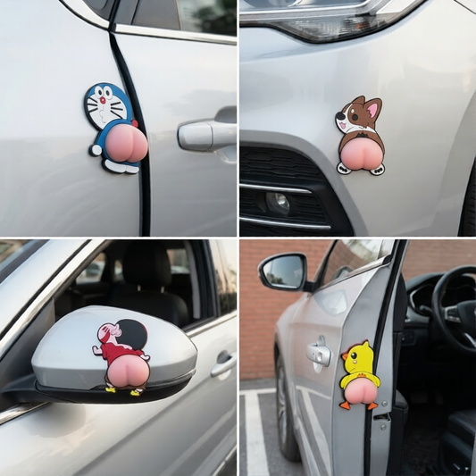 Cute Butt Stickers – Silicone Anti-Collision Protector for Car, Door & Gadgets (Pick Any 4 Pack)